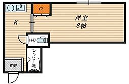 マンションKLM 1Kの間取図画像