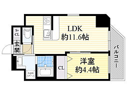 プレジオ都島本通 1LDKの間取図画像