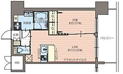 プレジオ都島ASIAN 1LDKの間取図画像