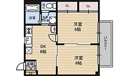 サニーハイツ 2DKの間取図画像