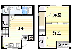 ブランジュ高殿 2LDKの間取図画像
