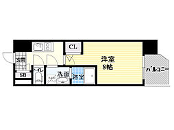 リッツ桜宮パークフロント 1Kの間取図画像