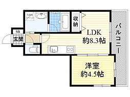 プレジオ都島 1LDKの間取図画像