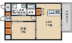 アクエルド緑地公園 1LDKの間取図画像