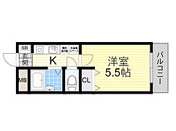 ノースコート 1Kの間取図画像