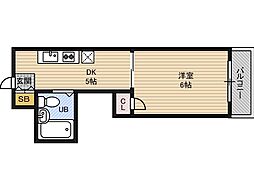 レジデンス都島 1DKの間取図画像