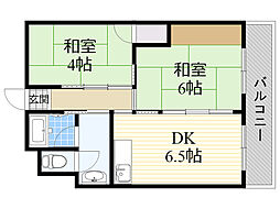 森小路長門ハイツ2 2DKの間取図画像