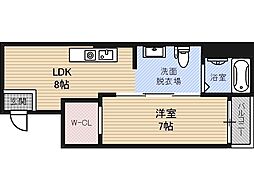ヴィラ盛都2 1DKの間取図画像