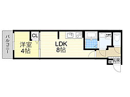 ALEGRIA鶴見区今津 1LDKの間取図画像