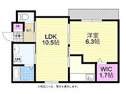 クレスト十三 1LDKの間取図画像