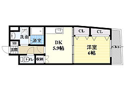 サニーパレス横堤 1DKの間取図画像