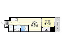 コートエスト都島 1LDKの間取図画像