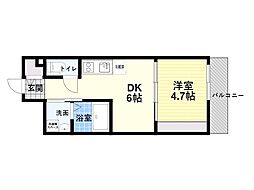 GARDENIA鶴見 1DKの間取図画像