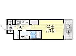 エスリード京橋グランテラス 1Kの間取図画像