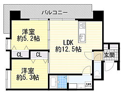 WOBKYOBASHI 2LDKの間取図画像