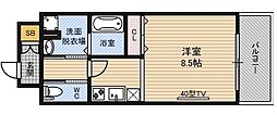 マリス京橋ARMS ワンルームの間取図画像