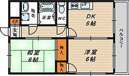 M'プラザ城東五番館 2DKの間取図画像