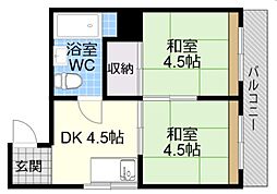 小西ビル 2DKの間取図画像
