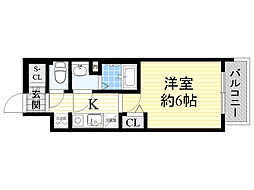 グランカリテ大阪城EAST 1Kの間取図画像