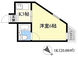 サンプラザ京橋 1Kの間取図画像