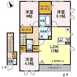 アウローラスズキ 3LDKの間取図画像