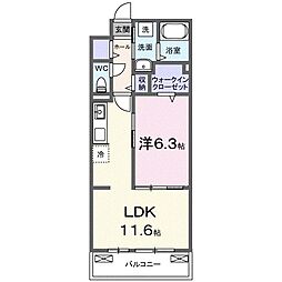 グレース ローズ 1LDKの間取図画像