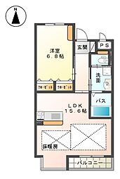 サンガーデン 1LDKの間取図画像