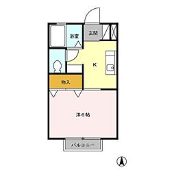 アルカディア 1Kの間取図画像
