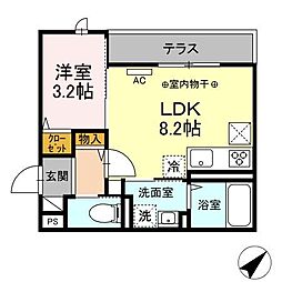 ブリーズコースト夕陽ヶ丘 1LDKの間取図画像