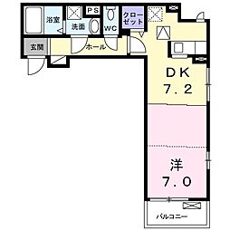 アムール 1DKの間取図画像