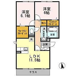 グランフォート参番館 2LDKの間取図画像