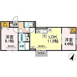 ラークヒルズB 2LDKの間取図画像