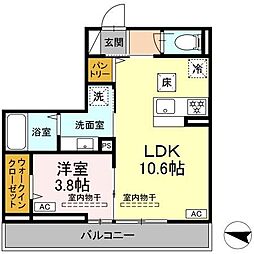 ゼラニウム湘南台 1LDKの間取図画像