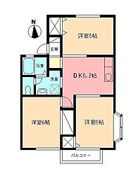 ビューバレー・K-1 3DKの間取図画像