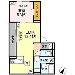 大和市南林間5丁目アパート 1LDKの間取図画像