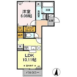 ヒルズ萩山 1LDKの間取図画像