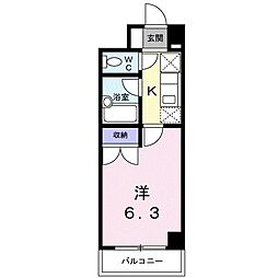 サンブライトいずみ 1Kの間取図画像
