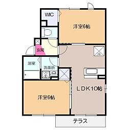 クロシェットアルブル2 2LDKの間取図画像