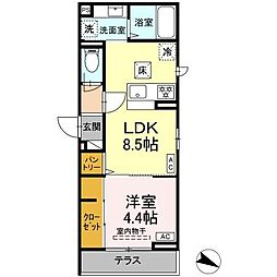 エスペリア東柏ケ谷二丁目 1LDKの間取図画像