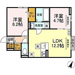 ラークヒルズB 2LDKの間取図画像