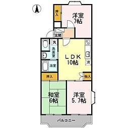 ウエストヒル湘南台 3DKの間取図画像