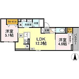 Cirlmer湘南 2LDKの間取図画像