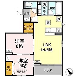 シャルムコート 2LDKの間取図画像