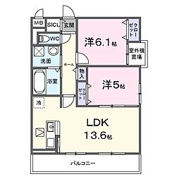 フロレスタ湘南 III 2LDKの間取図画像