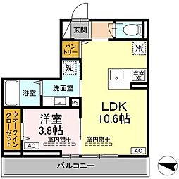 ルドベキア湘南台 1LDKの間取図画像