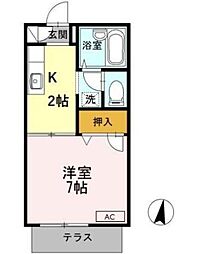 エーデルハイム 1Kの間取図画像