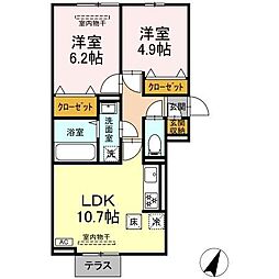 ラークヒルズB 2LDKの間取図画像
