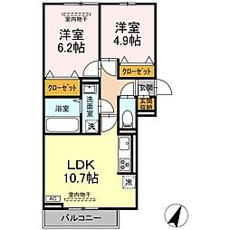 ラークヒルズB 2LDKの間取図画像