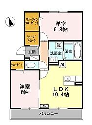 サンティエ 2LDKの間取図画像