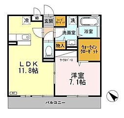 グランソーレ2 1LDKの間取図画像
